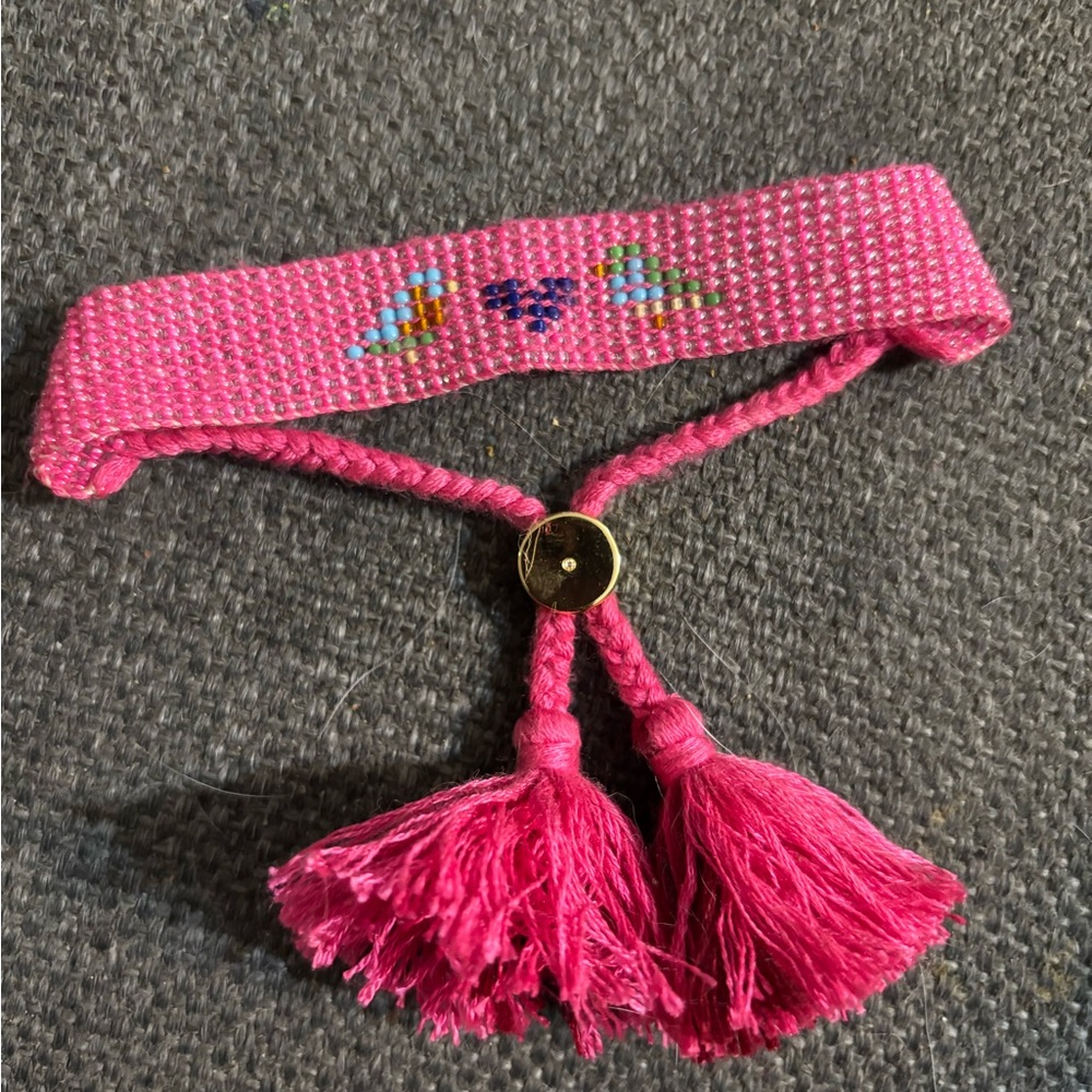 Coach Pink Beaded Bracelet with birds & heart Design